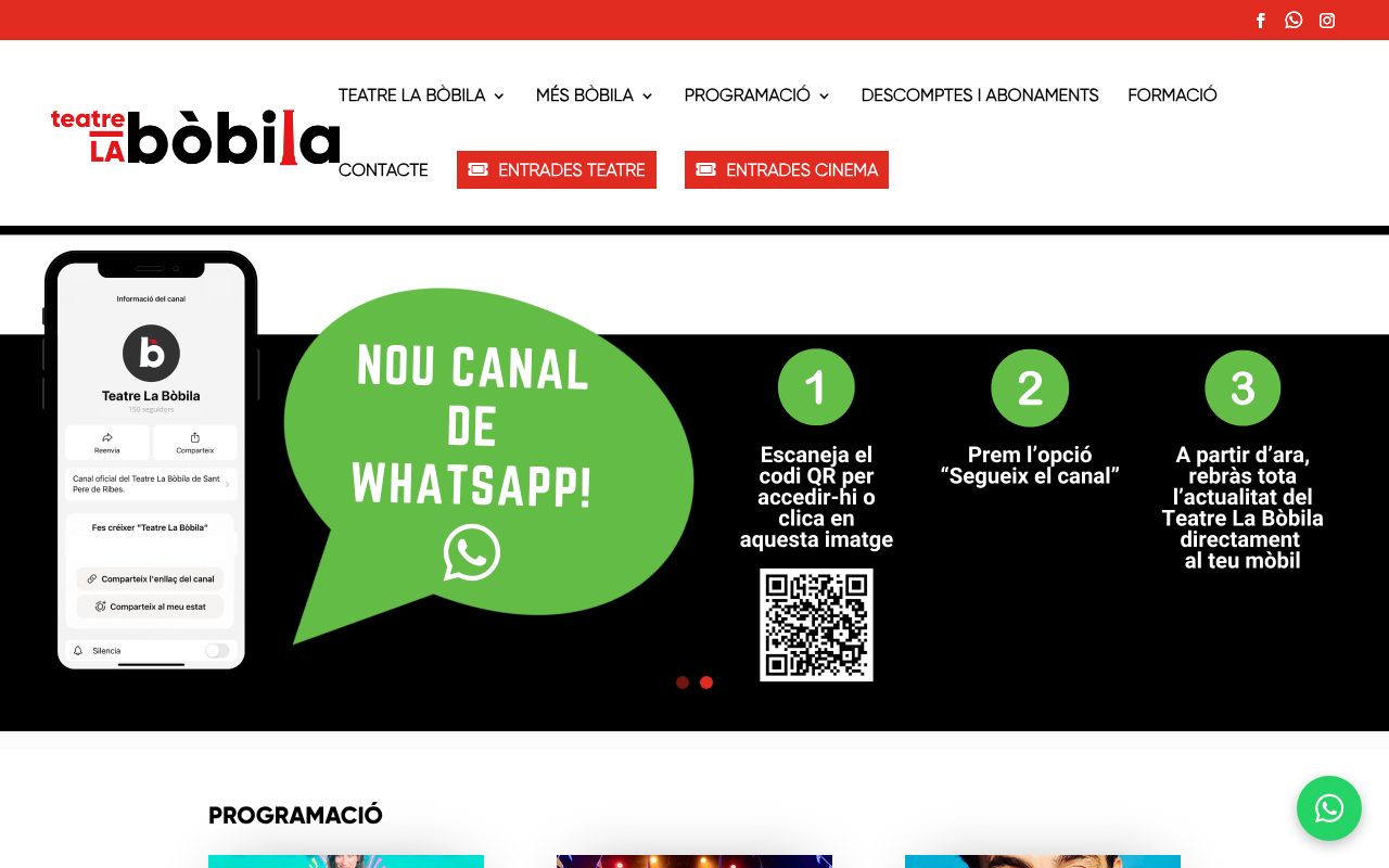 Captura de la web de Teatre la Bòbila