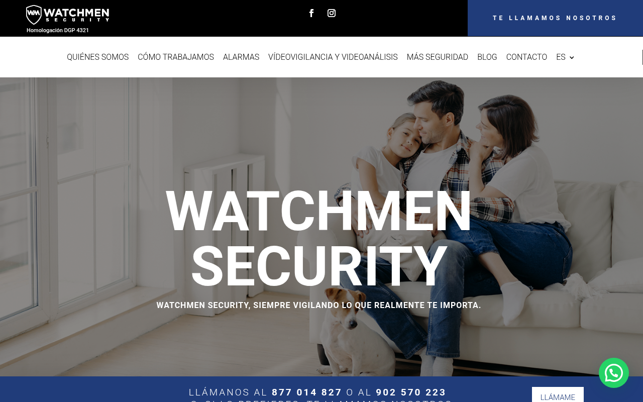 Captura de la web de Watchmen Security